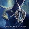 Dragon Necklace 925 Sterling Silver Winged Dragon Pendant with Blue