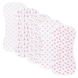 sleepyturtle 5 Pack Baby Burp Cloths, Unisex Newborn Burping Cloths, Soft and Absorbent Muslin Cotton, Large Size for Newborn, (Pink-fxm)