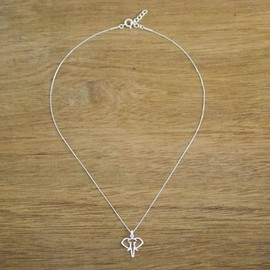 NOVICA Artisan Handmade Sterling Silver Pendant Necklace Elephant from Thailand No Stone Animal Themed Geometric [18 in L 1 mm W Pendant(s) 0.7 in L x 0.7 in W] ' A Simple Elephant'