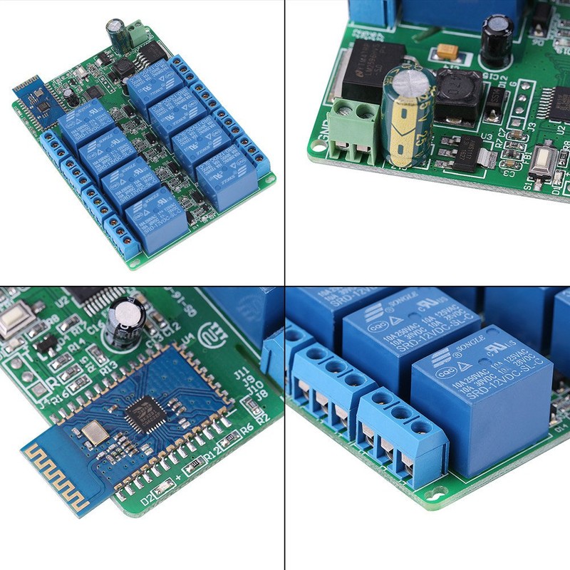 Bluetooth Relay Board, DC 12V 10A 8 Channel Bluetooth Relay