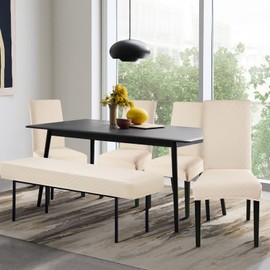 SearchI Dining Bench Cover, Stretch Washable Long Bench Seat Covers, Rectangle Dining Table Bench Slipover for Dining Room, Living Room, Kitchen(Beige)
