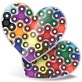 2 x Heart Stickers 15 cm - Fidget Spinner Pattern Kids Toy Fun Decals for Laptops,Tablets,Luggage,Scrap Booking,Fridges, 15885