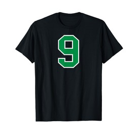 Number #9 Sport White Green Number T-Shirt