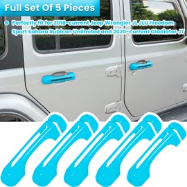 Door Handle Inserts Cover+Tailgate Handle Cover Trim Set Exterior Accessories for 2018-2024 Jeep Wrangler JL JLU Sports Sahara Freedom Rubicon Unlimited Gladiator JT 2-Door & 4-Door (Light Blue 5PCS)