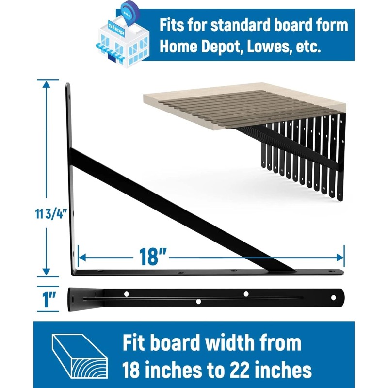 LEOPO 18 Inch Heavy Duty Shelf Brackets & Supports, 90