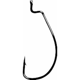 Gamakatsu 25 Pack EWG Offset Worm Hook (Black, 1/0)