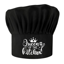 Queen of The Kitchen, Funny Chef Hat, Adjustable Cooking Hat for Women, Female Chef Gift, Cooking Grilling Baking Work Cap - Black