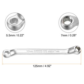 HARFINGTON Offset Extra Long Box End Wrench 5.5 x 7 mm Metric 12 Point 75 Degree Offset Double End Box Ratcheting Wrench Carbon Steel Polished Long Spanner Tools