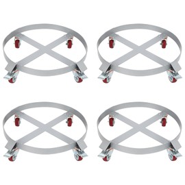 JustSmart 55 Gallon Drum Dolly, 1250lbs, Steel Frame Bucket Dolly with 5 Swivel Casters Wheel, Non Tipping Barrel Dolly for Furniture/Trash/Plant (4 Wheels 4 Sets)