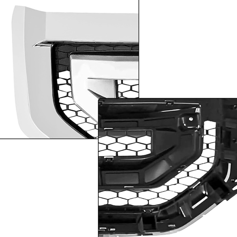 Partsflow Front Bumper Grill Upper Grille With Chrome Compatible With