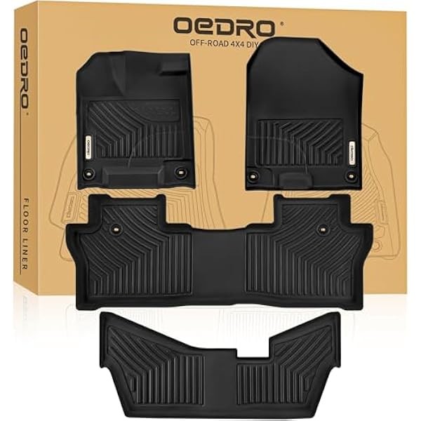OEDRO Floor Mats for Honda Pilot 8 Passenger (No Elite