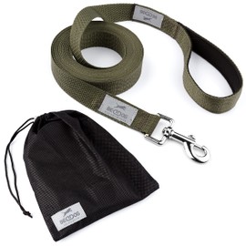 BedDog® Tyson Training Lead with Storage Bag, Long Lead with Hand Strap, Durable Recall Lead, Dog Lead, Swimming Lead, Robust 5 m, Khaki