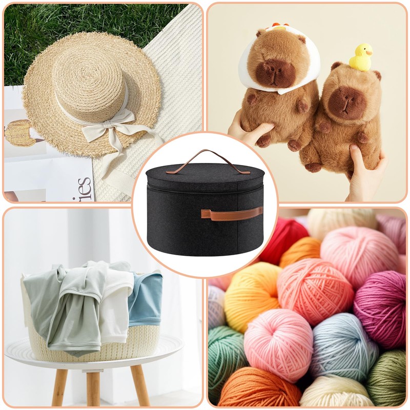Round Hat Box with Lid, 43 x 26 cm, Foldable