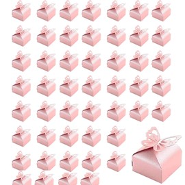 Pack of 50 Butterfly Gift Box, Pink, Candy Pearl Paper Box, Pink Butterfly Candy Box, for Weddings, Birthdays, Christmas Parties