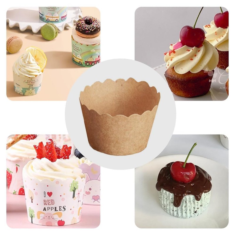 100枚 マフィンカップ マフィン型 紙製 使い捨て ケーキ型 DIY 耐熱（単色）