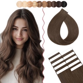 14 Inch SEGO Hair Extensions Real Human Hair Tape in 10 PCS Thin Weft [#2 Dark Brown] 100% Remy Straight Seamless Invisible 10 Pieces*1g (10g)