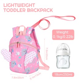 ZhiheHui Toddler Backpack With Reins, Cartoon Anti Loss Strap Backpack, Kids Backpack - Adjustable Shoulder Straps For Girls, Babies and Children (1-4years, Pink)