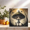 Cute Forest Girl Toadstool Greeting Card - Woodland Fantasy Kawaii