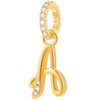 Complete Initial A-Z 26 Letter Dangle Charms, 18k Yellow Gold 925 Sterling Silver Dangle CZ Stone Alphabet Beads, Fits European Bracelet Necklace, Gift for Mother/Father/Daughter/Son, Sterling Silver