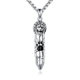 TIGER RIDER Lion Bullet 925 Sterling Silver Necklace Paw Punk Pendant Hip Hop Jewelry Gift for Men Women