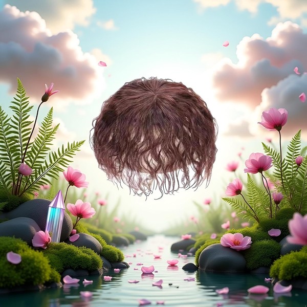 Brown Curly Hair Topper Replacement Fluffy Hairpiece Seamless Clip in