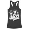 Threadrock Women's Dinosaur Alien Abduction Racerback Tank Top L Black