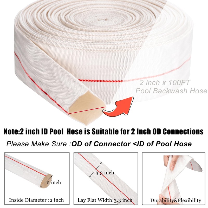Product image Backwash Hose 2"ID x 100ft Swimming Pool Discharge