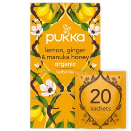 Pukka Herbal Teas Tea Organic Lemon Ginger and Manuka Honey 20 Bags Case Of 6, 20 Count