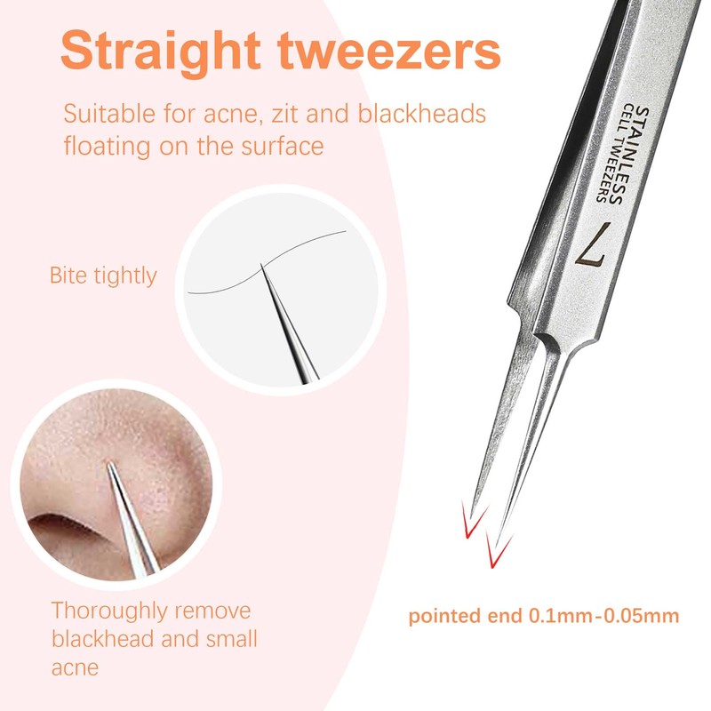 WSYUB Blackhead Tweezers, Pimple Popper Tool,Ingrown Hair Tweezers, Blackhead Extractor