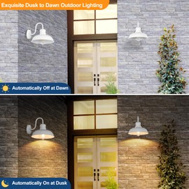 TOBUSA 2-Pack Dusk to Dawn Outdoor Wall Lights, Exterior Farmhouse Gooseneck Barn Light, White Vintage Outside Wall Mount Light Fixture, Waterproof Outdoor Light for House Porch Garage