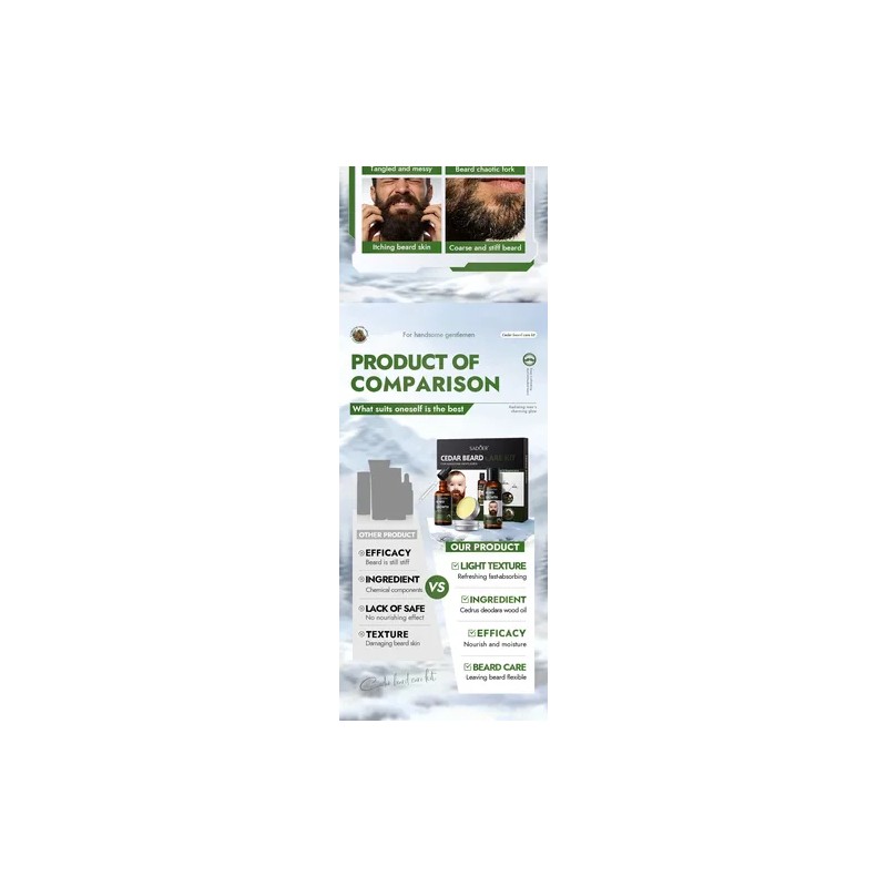 Set De 3 Piezas Cedar Beard Care Para Hombre: Hidratante