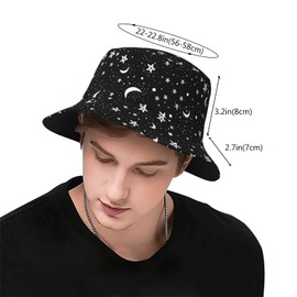 Black and White Moon Star Print Bucket Hat Fisherman Fishing Sun Cap for Adult Women Men Girl Boy Unisex