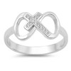 Clear CZ Cross Infinity Love Knot Promise Ring Sterling Silver