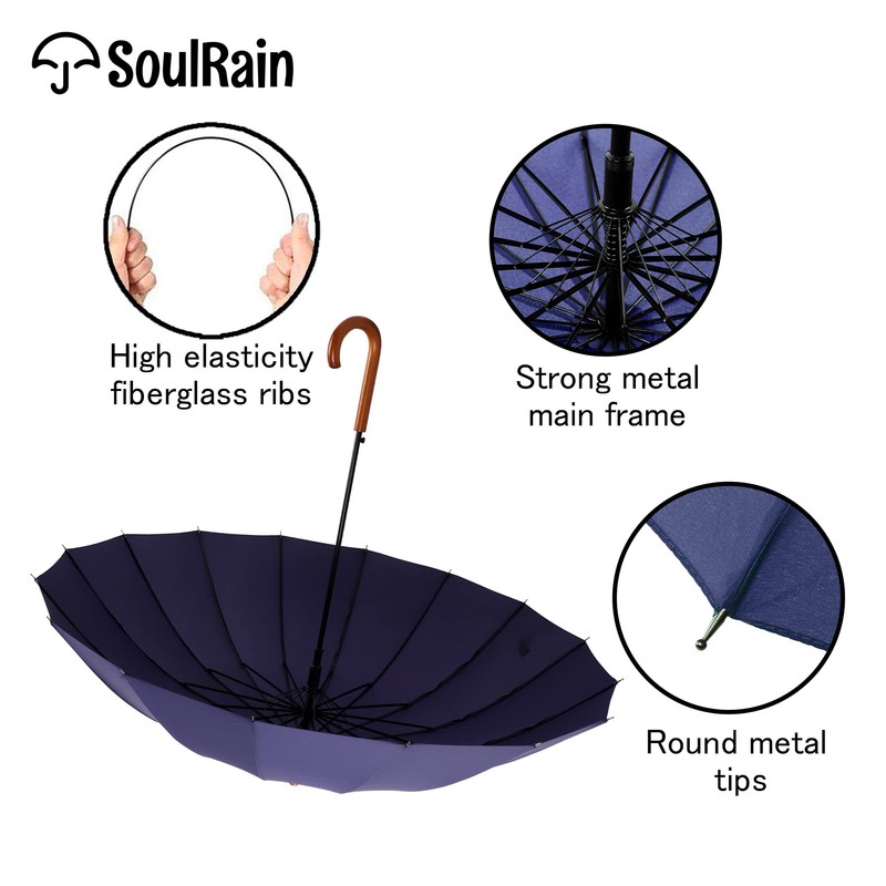 SoulRain 16 Ribs 48" Stick Umbrella Auto Open Solid Color