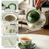 45oz Bone China Teapot, Vintage Green Floral Large Tea Pot