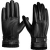 BISON DENIM Men's Leather Gloves Warm Cashmere Lining Windproof Gloves