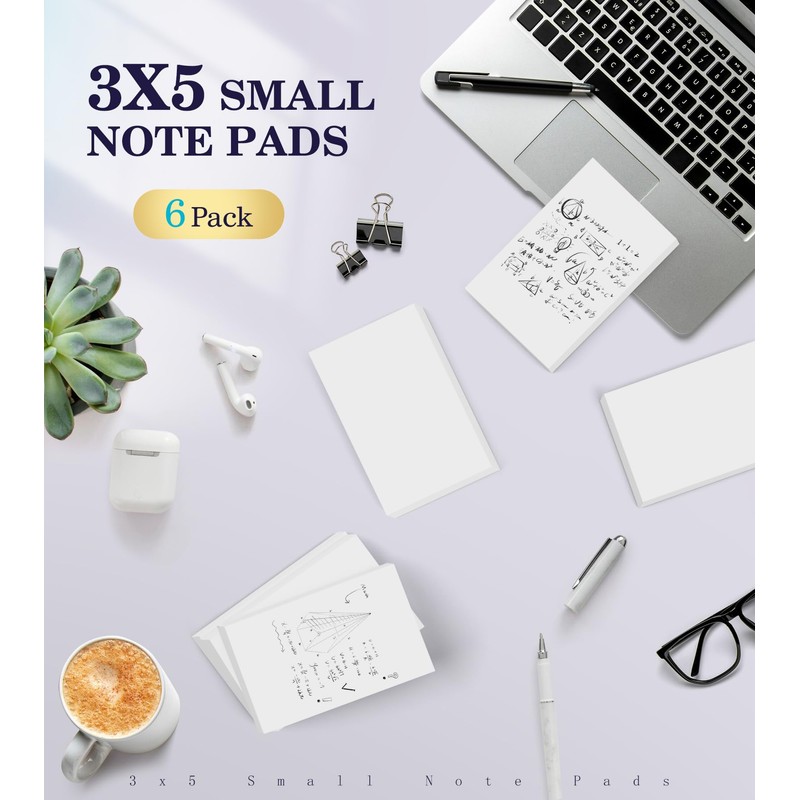 Notepads 3x5, 6 Pack Small Note Pads, Server Note Pad,