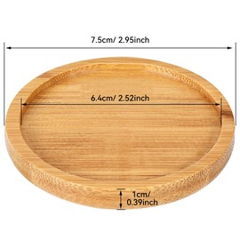 Frienda Trays 2.52 Inch Bamboo Round Plant Saucer for Most Plant Pot Flower Saucers Tray, Solution for Owl Pot with Hole(30 Pack)