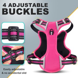 WOCUME Dog Vest Harness for Small Dogs with 2 Dog Patches, No Pull Adjustable Dog Harness with Handle for Walking Training, Reflective and Soft Padded Pet Harness for Small Dogs - Pink, XS