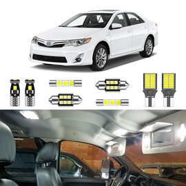 LIGHSTA 13PCS Super Bright White LED Interior Light Kit Package for Toyota Camry 2007 2008 2009 2010 2011 + License Plate Lights and Install Tool