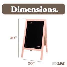 Ilyapa Wooden A-Frame Sign with Eraser & Chalk - 40 x 20 Inches Magnetic Sidewalk Chalkboard – Pink Menu Display for Restaurant, Business Or Wedding