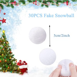 30Pcs 5cm White Elf Christmas Snowballs Indoor Snowball,Soft Fake Christmas Snowballs,Indoor Kids Snow Fight,Realistic Artificial Snowballs for Winter Game,Snow Fights,Xmas Trees,Home Decorations