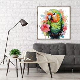 CROSSDECOR - Kit de punto de cruz estampado, gama completa de agujas para adultos principiantes patrón de loro, para regalo y decoración del hogar, 14 quilates, 2 hebras 16.9 x 16.9 pulgadas