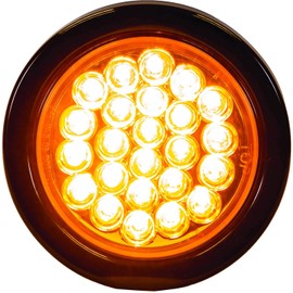 All Star Truck Parts] 4" Round LED Recessed Amber Strobe Light, 24 LED DOT/SAE Approved & Marked, Waterproof, Super Bright High Powered Strobe for Towing (1PC With Grommet)
