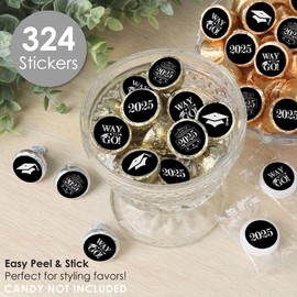 Big Dot of Happiness Graduation Cheers - 2025 Graduation Party Small Round Candy Stickers - Party Favor Labels - 324 Count