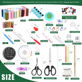 Keadic 216Pcs Portable Mini Sewing Kit with Case Contains 41 XL Thread Spools Needles Scissors Thimble and Clips, Basic Sewing Repair Kits for Beginners Traveller and Emergency Clothing Fixes