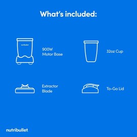 Nutribullets PRO 900W Single Serve Blender - Mint Eucalyptus - Includes 32oz Cup, To-Go Lid, User Guide - BPA-Free Plastic - Stainless Steel Blades - Smoothies, Nut Butters, Shakes - Corded Electric