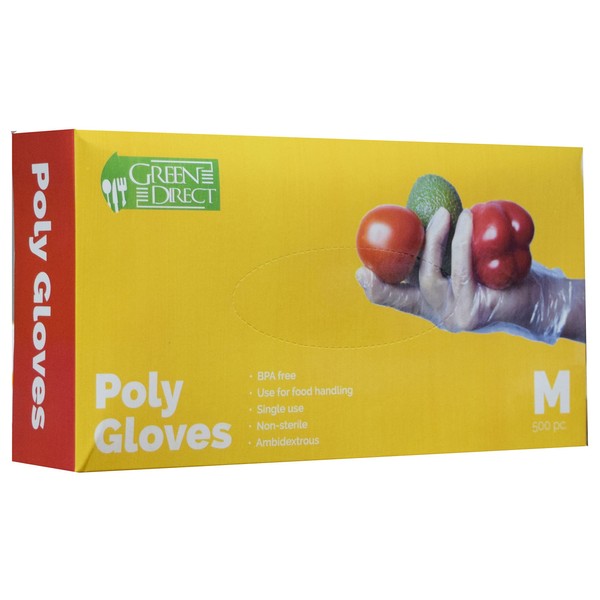 Plastic Disposable Gloves / BPA - Rubber - Latex Free / PE Food Preparation - Cleaning Poly Gloves Size Medium Box of 500