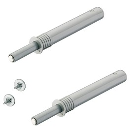 Gedotec Push Catch Push-to-Open Stop Buffer for Drilling with Rubber Buffer Short Version Grey Door Damper with Ejection Path 20 mm Pack of 2 Furniture Catch Cupboard Door with Counter Plate