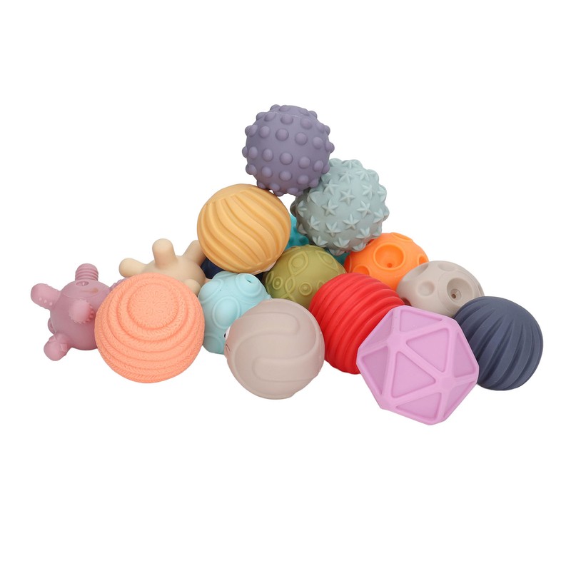 16PCS Baby Soft Textured Sensory Balls Toddlers Exploration Toys Sensory